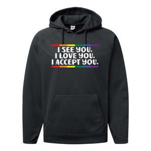 I See Love Accept You Rainbow Pride Flag Women Performance Fleece Hoodie