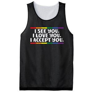 I See Love Accept You Rainbow Pride Flag Women Mesh Reversible Basketball Jersey Tank