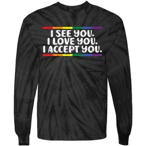 I See Love Accept You Rainbow Pride Flag Women Tie-Dye Long Sleeve Shirt