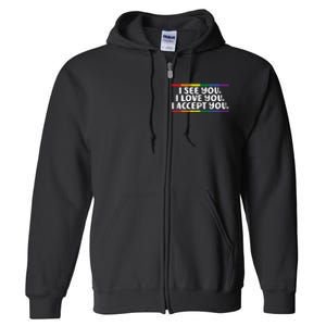 I See Love Accept You Rainbow Pride Flag Women Full Zip Hoodie