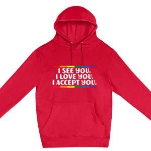 I See Love Accept You Rainbow Pride Flag Women Premium Pullover Hoodie