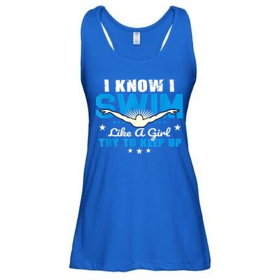 I Swim Like A Girl Try To Keep Up Swimmers Swim Sport Ladies Essential Flowy Tank