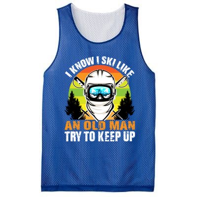 I Ski Like An Old Skiing Grandpa Father Ski Sport Gift Mesh Reversible Basketball Jersey Tank