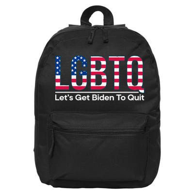 I Support LGBTQ Lets Get Biden To Quit Funny 16 in Basic Backpack