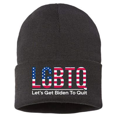 I Support LGBTQ Lets Get Biden To Quit Funny Sustainable Knit Beanie