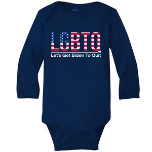 I Support LGBTQ Lets Get Biden To Quit Funny Baby Long Sleeve Bodysuit