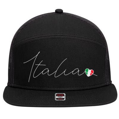 Italia Simple Love Italian Flag Heart On Italy 7 Panel Mesh Trucker Snapback Hat