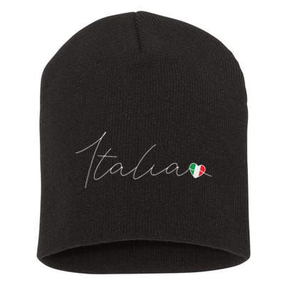 Italia Simple Love Italian Flag Heart On Italy Short Acrylic Beanie