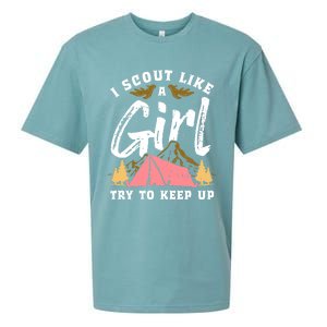 I Scout Like A Girl Try To Keep Up - Scouting Funny Gift Sueded Cloud Jersey T-Shirt