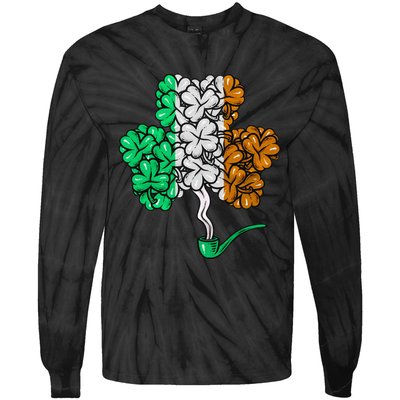 Irish Shamrock Lucky Leaf St Patrick's Day Tie-Dye Long Sleeve Shirt