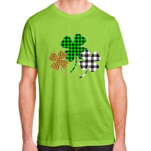 Irish Shamrocks Leopard Buffalo Plaid St Patrick's Day Adult ChromaSoft Performance T-Shirt