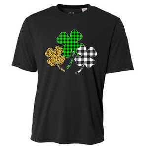 Irish Shamrocks Leopard Buffalo Plaid St Patrick's Day Cooling Performance Crew T-Shirt