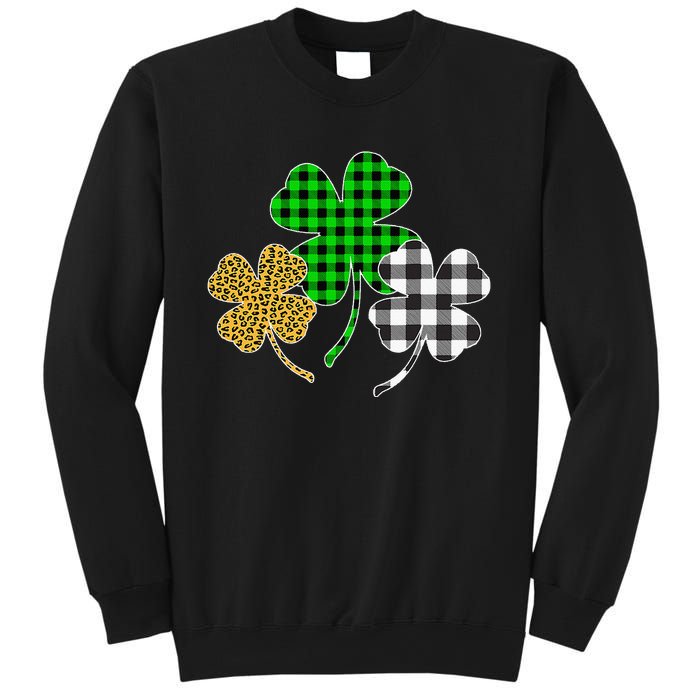 Irish Shamrocks Leopard Buffalo Plaid St Patrick's Day Sweatshirt