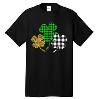 Irish Shamrocks Leopard Buffalo Plaid St Patrick's Day Tall T-Shirt