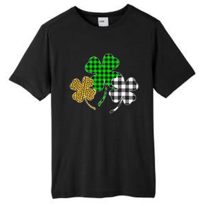 Irish Shamrocks Leopard Buffalo Plaid St Patrick's Day Tall Fusion ChromaSoft Performance T-Shirt