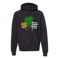 Irish Shamrocks Leopard Buffalo Plaid St Patrick's Day Premium Hoodie