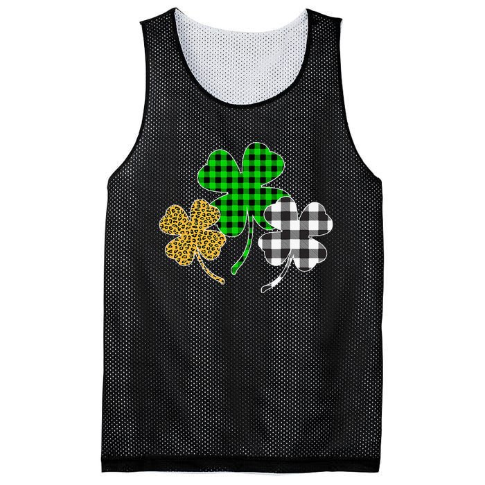 Irish Shamrocks Leopard Buffalo Plaid St Patrick's Day Mesh Reversible Basketball Jersey Tank