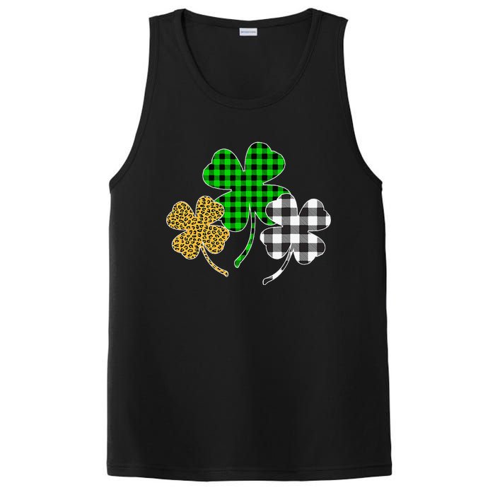 Irish Shamrocks Leopard Buffalo Plaid St Patrick's Day PosiCharge Competitor Tank