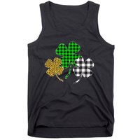 Irish Shamrocks Leopard Buffalo Plaid St Patrick's Day Tank Top