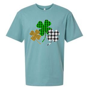 Irish Shamrocks Leopard Buffalo Plaid St Patrick's Day Sueded Cloud Jersey T-Shirt