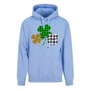 Irish Shamrocks Leopard Buffalo Plaid St Patrick's Day Unisex Surf Hoodie