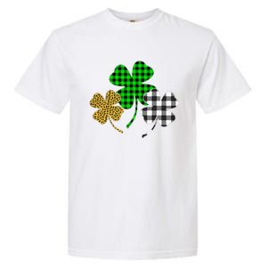 Irish Shamrocks Leopard Buffalo Plaid St Patrick's Day Garment-Dyed Heavyweight T-Shirt