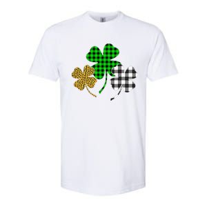 Irish Shamrocks Leopard Buffalo Plaid St Patrick's Day Softstyle CVC T-Shirt