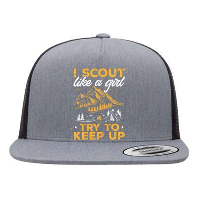 I Scout Like A Girl Try To Keep Up Funny Scouting Flat Bill Trucker Hat