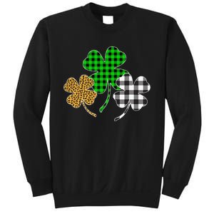 Irish Shamrocks Leopard Buffalo Plaid St Patrick's Day Sweatshirt