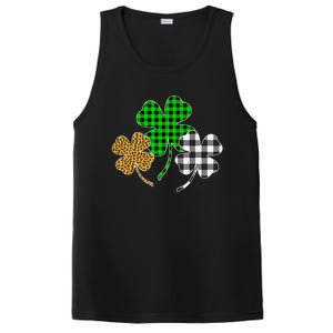 Irish Shamrocks Leopard Buffalo Plaid St Patrick's Day PosiCharge Competitor Tank