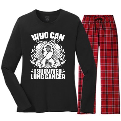 I Survived Lung Cancer Warrior Support Lung Cancer Survivor Women's Long Sleeve Flannel Pajama Set 