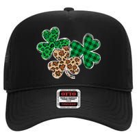 Irish Shamrocks Leopard Buffalo Plaid St Patrick's Day High Crown Mesh Back Trucker Hat