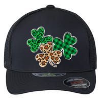 Irish Shamrocks Leopard Buffalo Plaid St Patrick's Day Flexfit Unipanel Trucker Cap