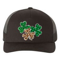 Irish Shamrocks Leopard Buffalo Plaid St Patrick's Day Yupoong Adult 5-Panel Trucker Hat