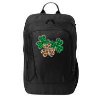 Irish Shamrocks Leopard Buffalo Plaid St Patrick's Day City Backpack