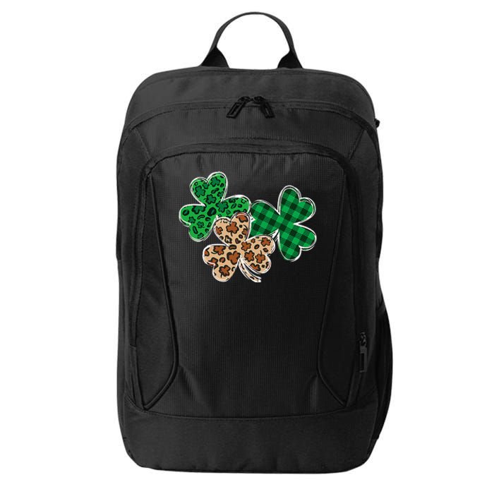 Irish Shamrocks Leopard Buffalo Plaid St Patrick's Day City Backpack