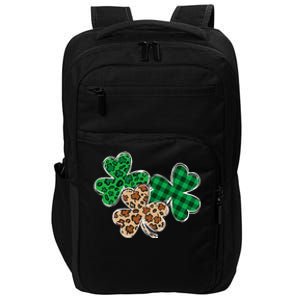 Irish Shamrocks Leopard Buffalo Plaid St Patrick's Day Impact Tech Backpack