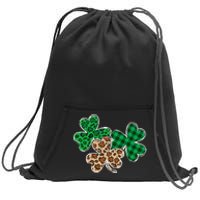 Irish Shamrocks Leopard Buffalo Plaid St Patrick's Day Sweatshirt Cinch Pack Bag