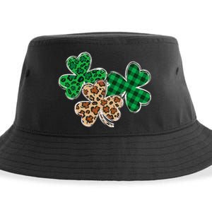 Irish Shamrocks Leopard Buffalo Plaid St Patrick's Day Sustainable Bucket Hat