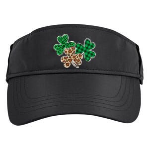 Irish Shamrocks Leopard Buffalo Plaid St Patrick's Day Adult Drive Performance Visor