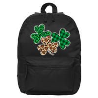 Irish Shamrocks Leopard Buffalo Plaid St Patrick's Day 16 in Basic Backpack