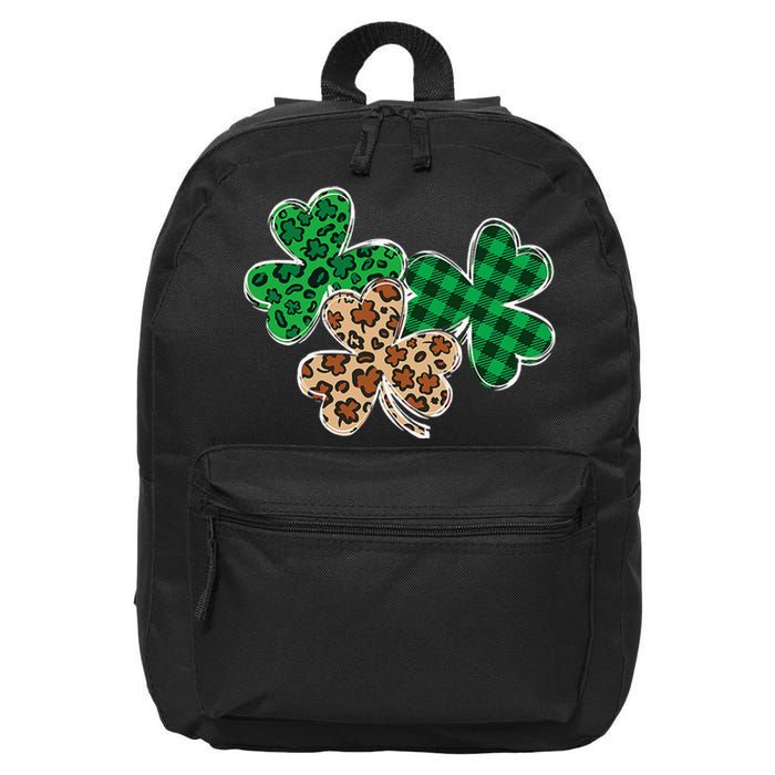 Irish Shamrocks Leopard Buffalo Plaid St Patrick's Day 16 in Basic Backpack