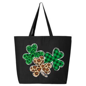 Irish Shamrocks Leopard Buffalo Plaid St Patrick's Day 25L Jumbo Tote