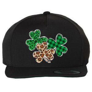 Irish Shamrocks Leopard Buffalo Plaid St Patrick's Day Wool Snapback Cap