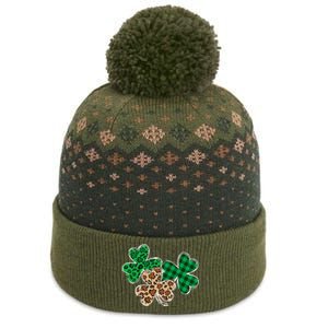 Irish Shamrocks Leopard Buffalo Plaid St Patrick's Day The Baniff Cuffed Pom Beanie