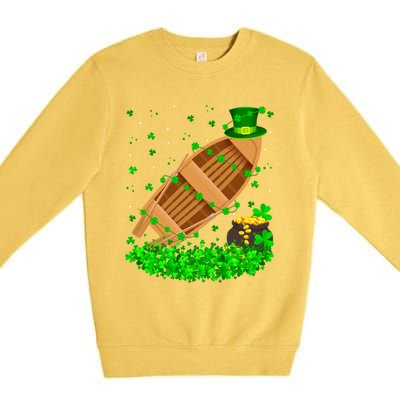 Irish Shamrock Leprechaun Fishing Boat St Patrick's Day Gift Premium Crewneck Sweatshirt