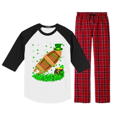 Irish Shamrock Leprechaun Fishing Boat St Patrick's Day Gift Raglan Sleeve Pajama Set