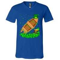 Irish Shamrock Leprechaun Fishing Boat St Patrick's Day Gift V-Neck T-Shirt