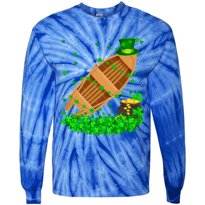 Irish Shamrock Leprechaun Fishing Boat St Patrick's Day Gift Tie-Dye Long Sleeve Shirt