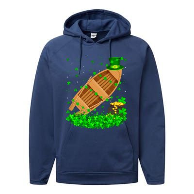 Irish Shamrock Leprechaun Fishing Boat St Patrick's Day Gift Performance Fleece Hoodie